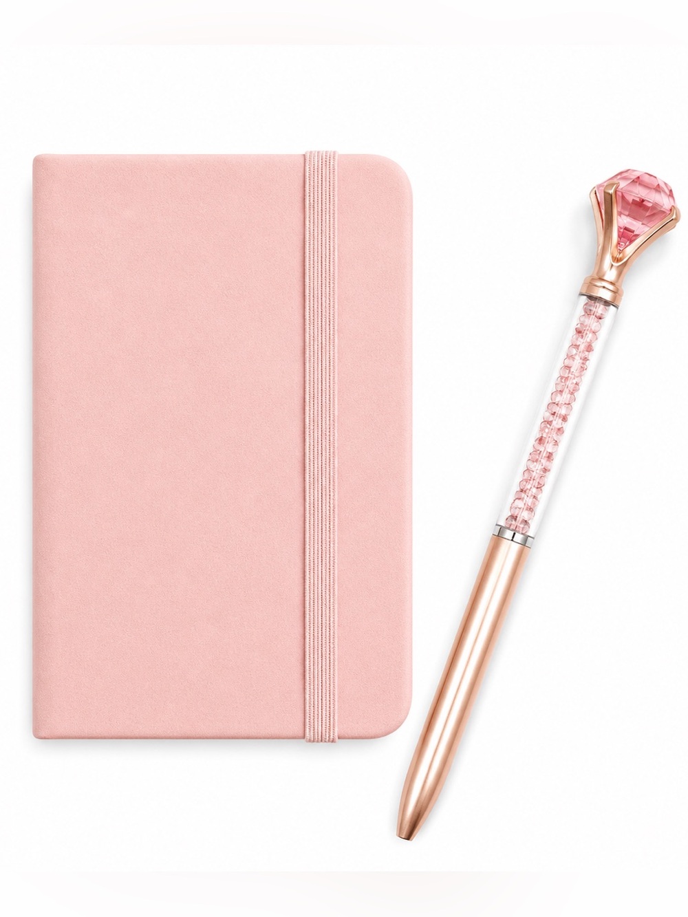 Blush Pink A7 Pocket Notebook & Crystal Diamond Pen Gift Set Journal Planner NEW